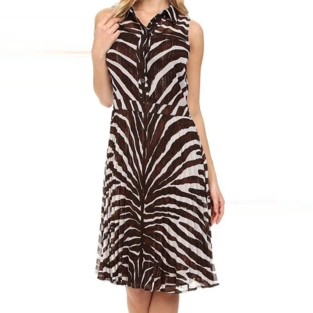 Michael Kors Women's Zahra Pleated Zebra Print Dress | Size 4